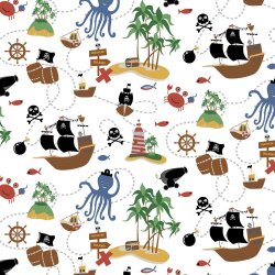 Baumwolljersey Organic Pirateninsel - weiß
