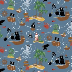 Baumwolljersey Organic Pirateninsel - jeansblau