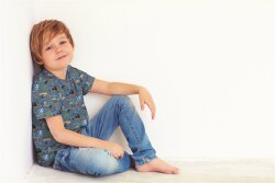 Baumwolljersey Organic Pirateninsel - jeansblau