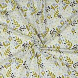 Baumwolljersey Glitzer Blumen - weiß