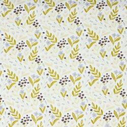 Baumwolljersey Glitzer Blumen - weiß
