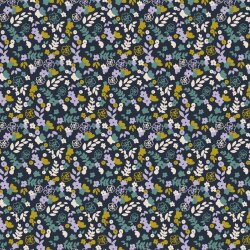Baumwolljersey Organic kleine Blumen - dunkelblau