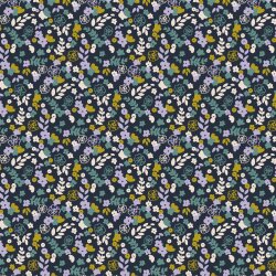 Baumwolljersey Organic kleine Blumen - dunkelblau