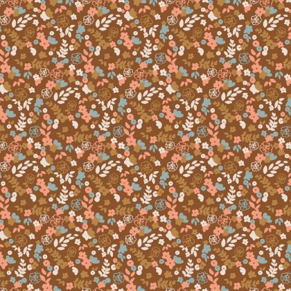 Baumwolljersey Organic kleine Blumen - haselnuss