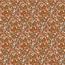 Baumwolljersey Organic kleine Blumen - haselnuss