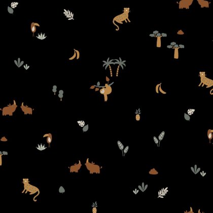 Baumwolljersey Tiere - schwarz