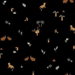 Baumwolljersey Tiere - schwarz