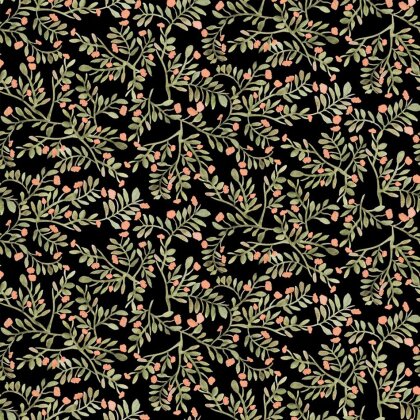 Baumwolljersey Digital Blätter - schwarz