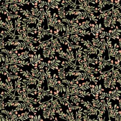 Baumwolljersey Digital Blätter - schwarz