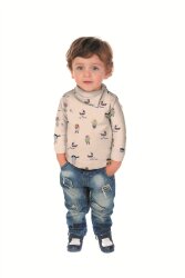 Baumwolljersey Digital Piratentiere - grau