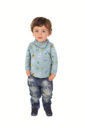 French Terry Digital Weltraum - steingrau/grau
