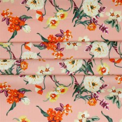 Beschichtete Baumwolle Blumenstrauss - lachs