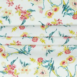 Beschichtete Baumwolle Blumenstrauss - weiss