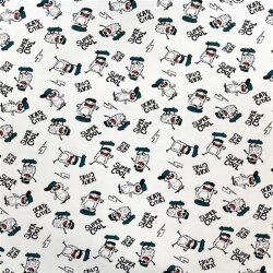 Baumwolljersey skatende Monster - weiss