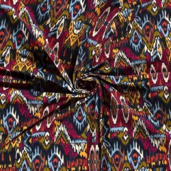 Baumwolljersey Digital buntes abstraktes Muster nachtblau