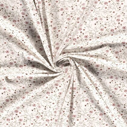 Baumwolljersey zarte Blumenranken creme