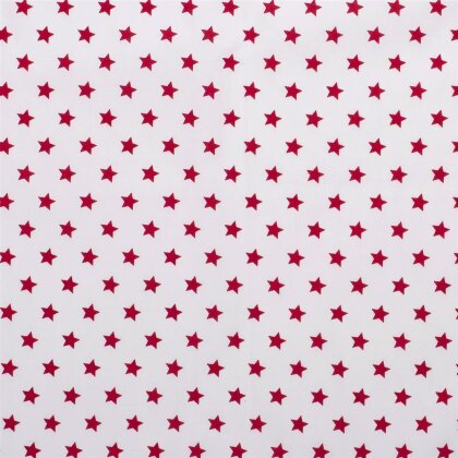Baumwollpopeline Sterne 15mm - weiß/rot