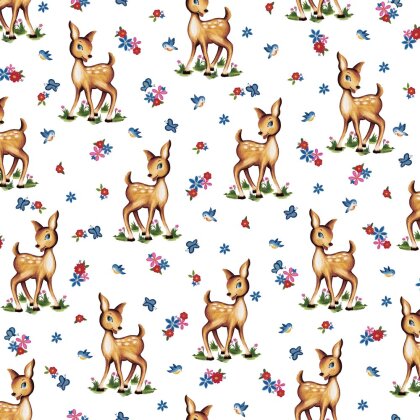 French Terry Digital Tiere - weiß