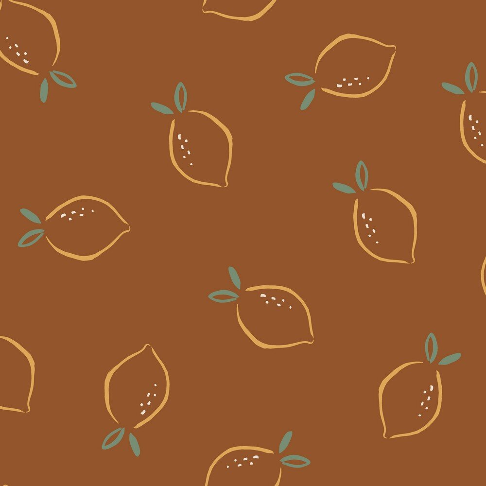 French Terry Zitronen - zimtbraun