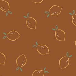 French Terry Zitronen - zimtbraun