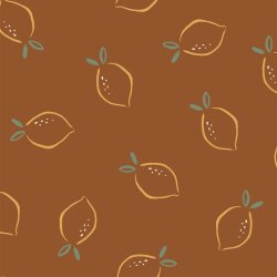 French Terry Zitronen - zimtbraun
