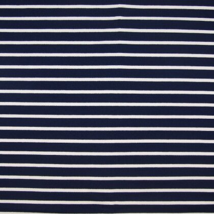 French Terry Streifen - dunkelblau/creme