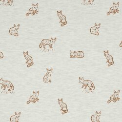 Baumwolljersey gezeichneter Fuchs - creme meliert