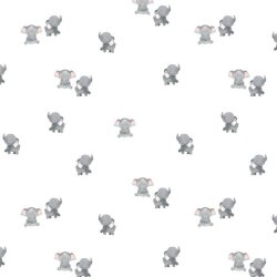 Baumwolljersey Digital der kl. Elefant - weiß