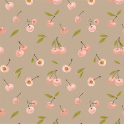 Baumwolljersey Digital Kirschen beige