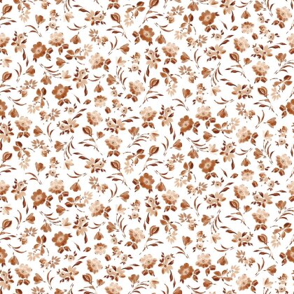 Baumwolljersey Digital Blumen - weiß/apricot