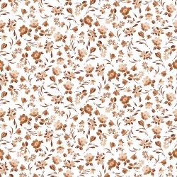 Baumwolljersey Digital Blumen - weiß/apricot