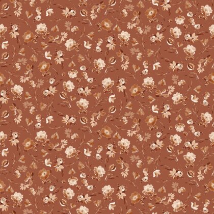 Baumwolljersey Digital Blumen - cognac