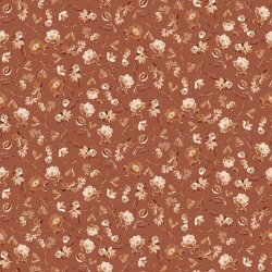 Baumwolljersey Digital Blumen - cognac