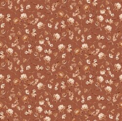 Baumwolljersey Digital Blumen - cognac