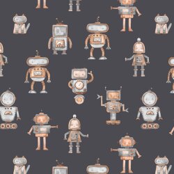 Baumwolljersey Digital Roboter - anthrazit