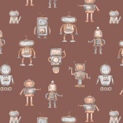 Baumwolljersey Digital Roboter - cognac