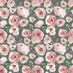 Baumwolljersey Digital Rosen - grünpetrol