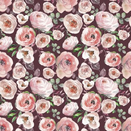 Baumwolljersey Digital Rosen - bordeaux