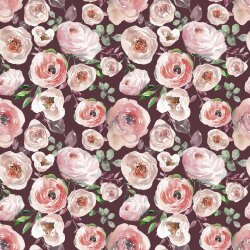 Baumwolljersey Digital Rosen - bordeaux