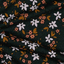 Baumwolljersey Blumen - anthrazit meliert