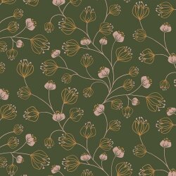 Baumwolljersey Blumenranken - forstgrün