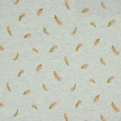 Baumwolljersey Glitzer Ferdern - creme meliert