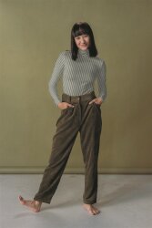 Baumwolljersey Jacquard Streifen - dunkeloliv