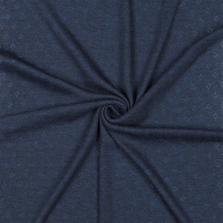 Feinstrickjersey *Vera* Lochmuster - dunkelblaublau meliert