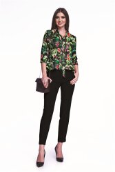 Polyesterjersey Hibiskusblüte - schwarz