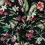 Polyesterjersey Hibiskusblüte - schwarz