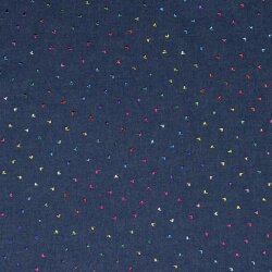 Jeansstoff bunte Glitzerherzen - dunkel jeansblau