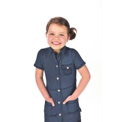 Jeansstoff bunte Glitzerherzen - dunkel jeansblau