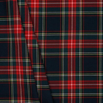 Gabardine Schottenkaro Stretch - dunkelblau