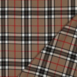 Gabardine Schottenkaro Stretch - kamel/schwarz/rot